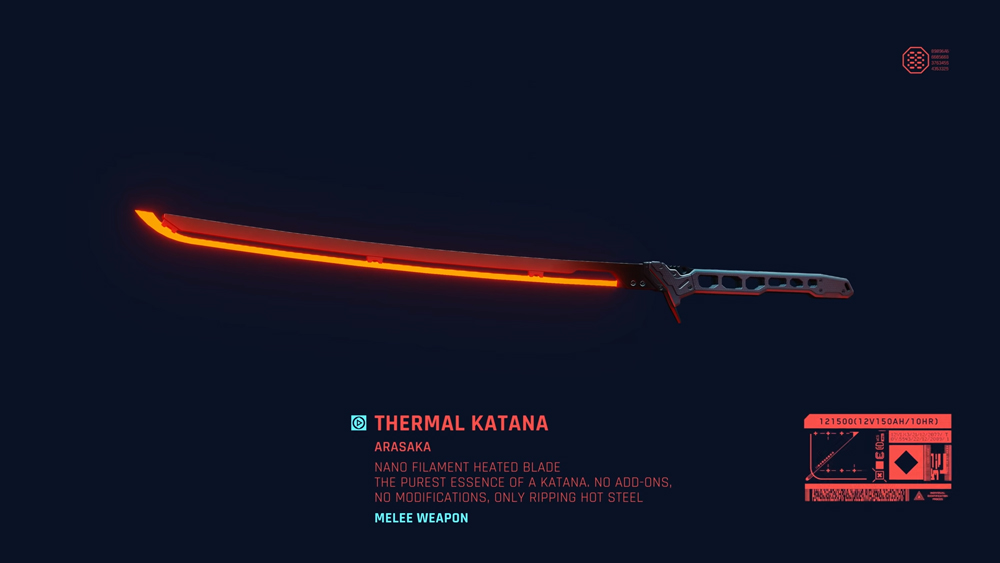 arma cuerpo a cuerpo thermal katana cyberpunk 2077
