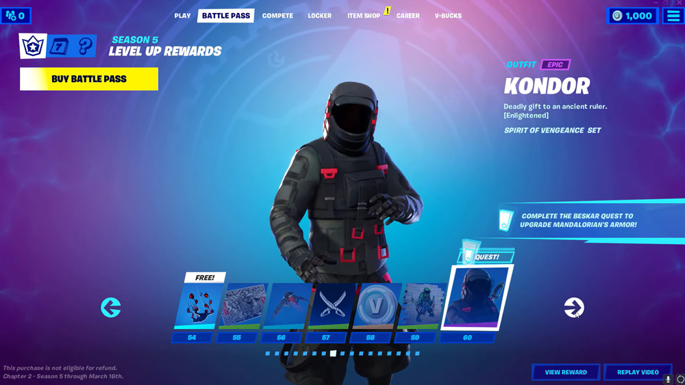 kondor nivel 60 fortnite temporada 5