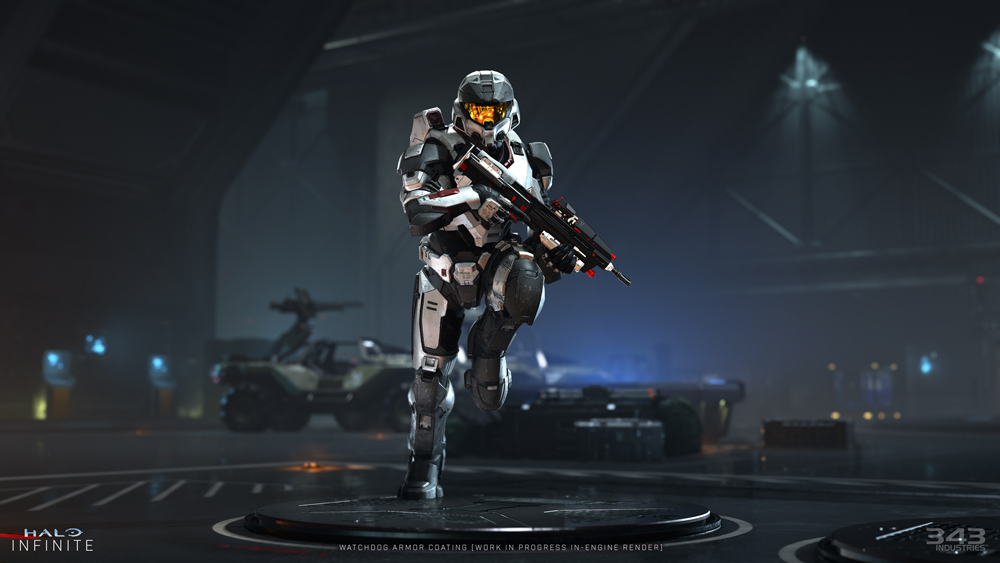 skin de halo infinite blanco con visor naranja