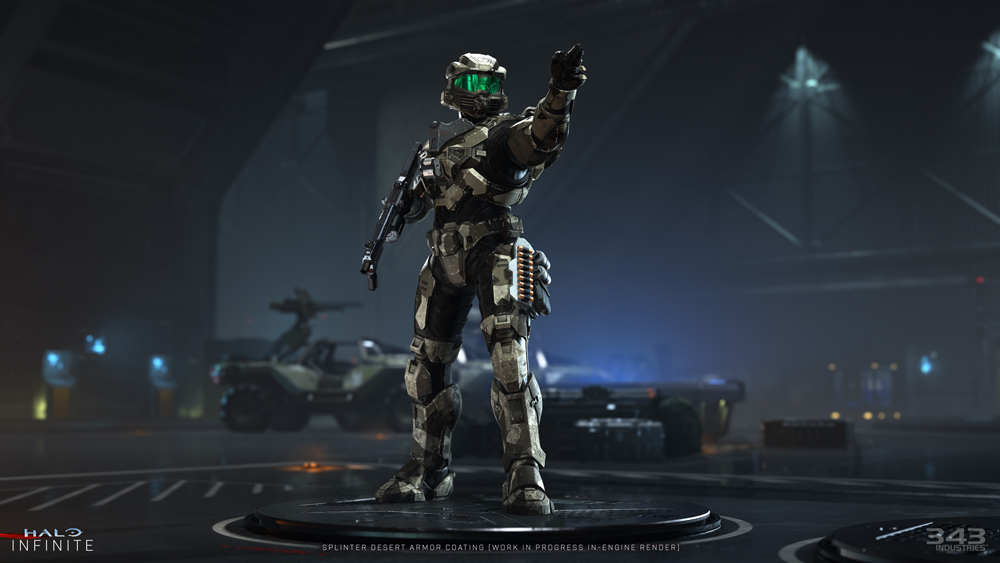 skin de halo infinite gris con visor verde