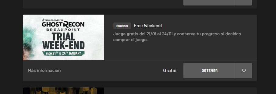 prueba gratuita de ghost recon breakpoint epic games