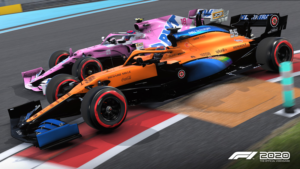 punto de carreras y mclaren corriend en yas marina f1 2020