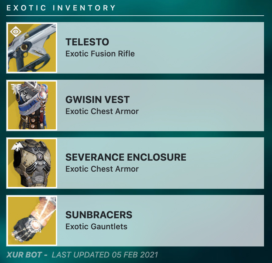 xur inventario 5 de febrero 2021 destiny 2