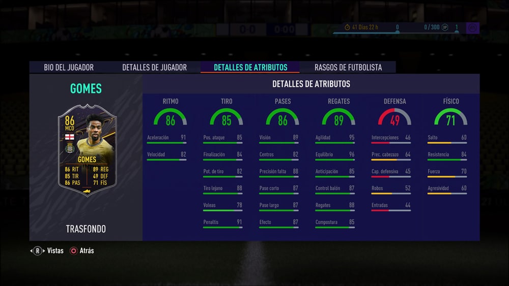 FUT 21 temporada 5 nivel 15 gomes