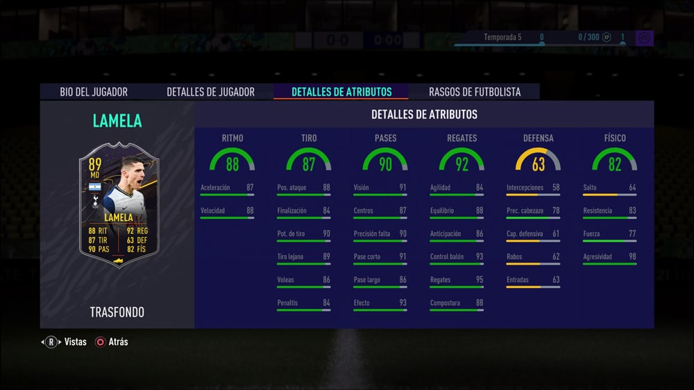 FUT 21 temporada 5 nivel 30 lamela