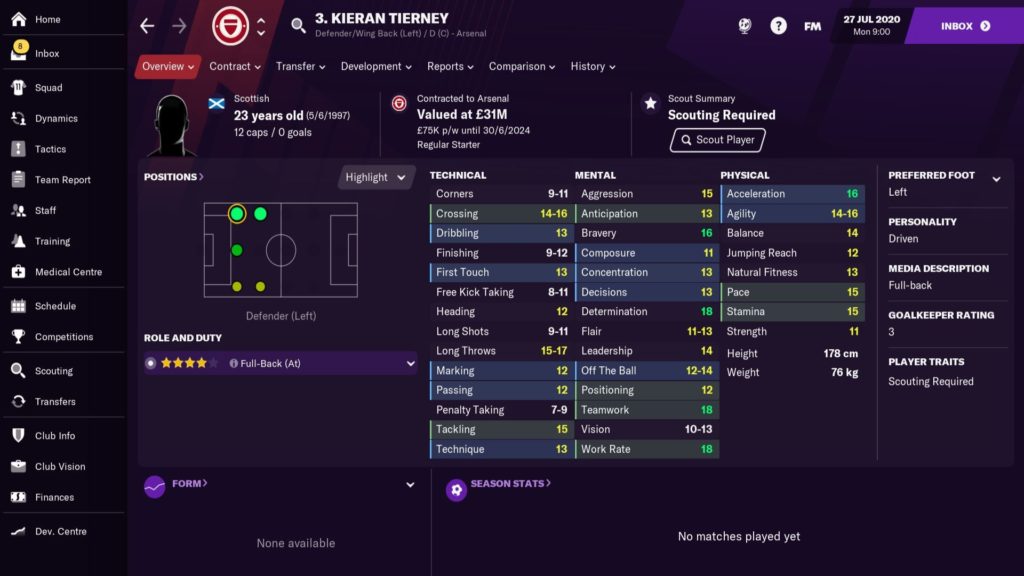 kieran tierney FM 21 mejores defensas izquierdos jóvenes