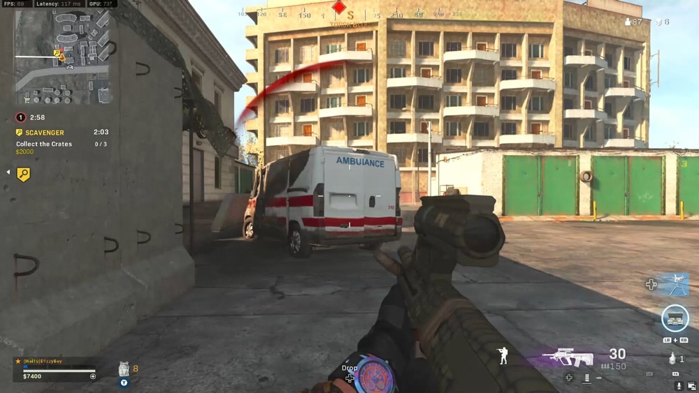 ambulancia warzone en edificios gemelos