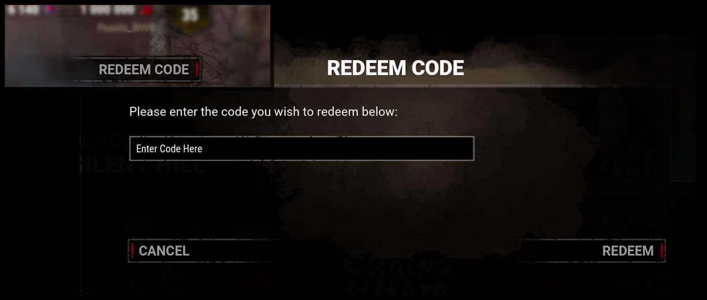 Меню введите код. Коды дбд. Промокоды дбд. Промокоды Dead by Daylight. Коды на Dead by Daylight.