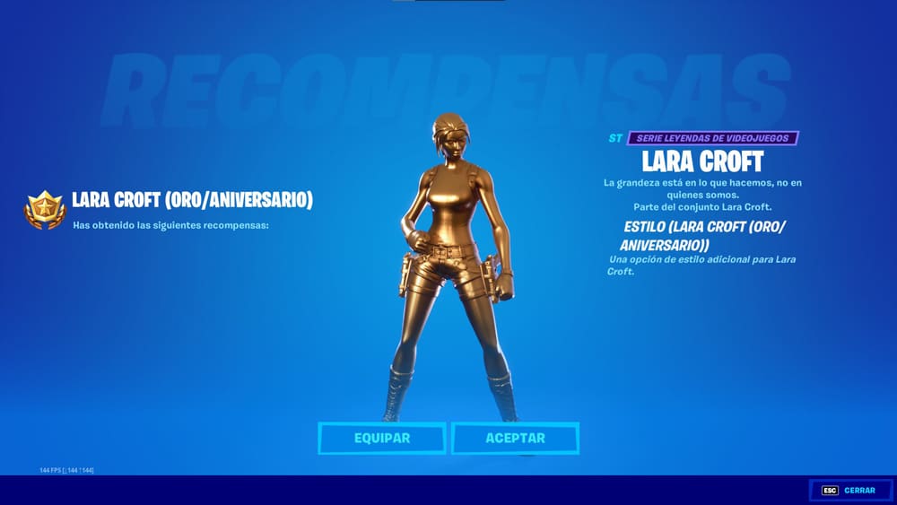 lara croft skin dorado desbloqueado