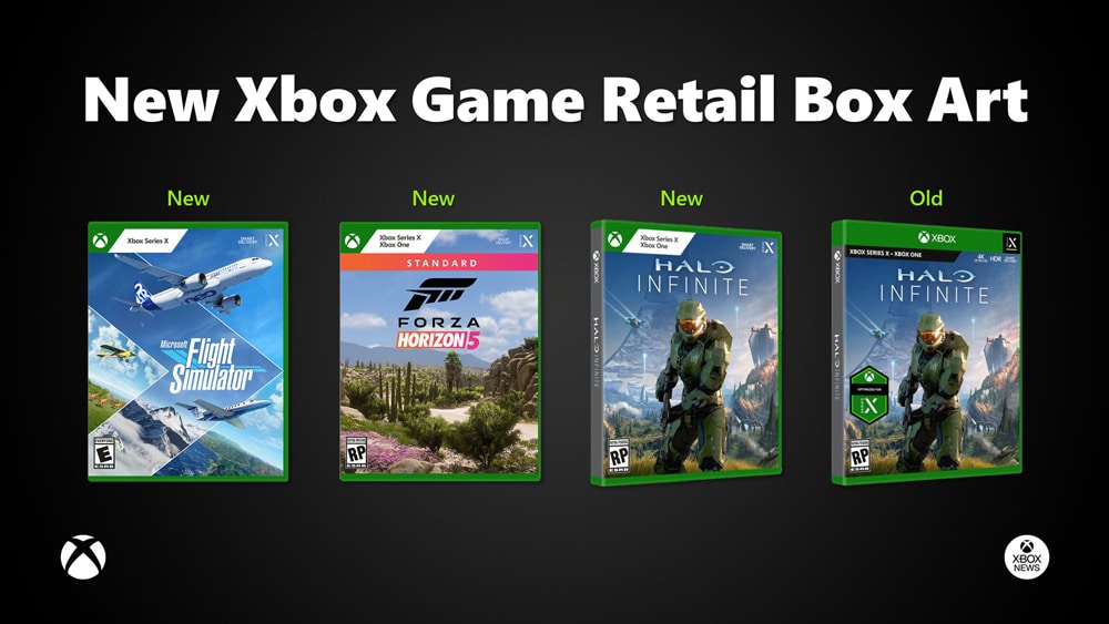 nuevos diseños de la cajas de xbox horizon 5 halo infinite