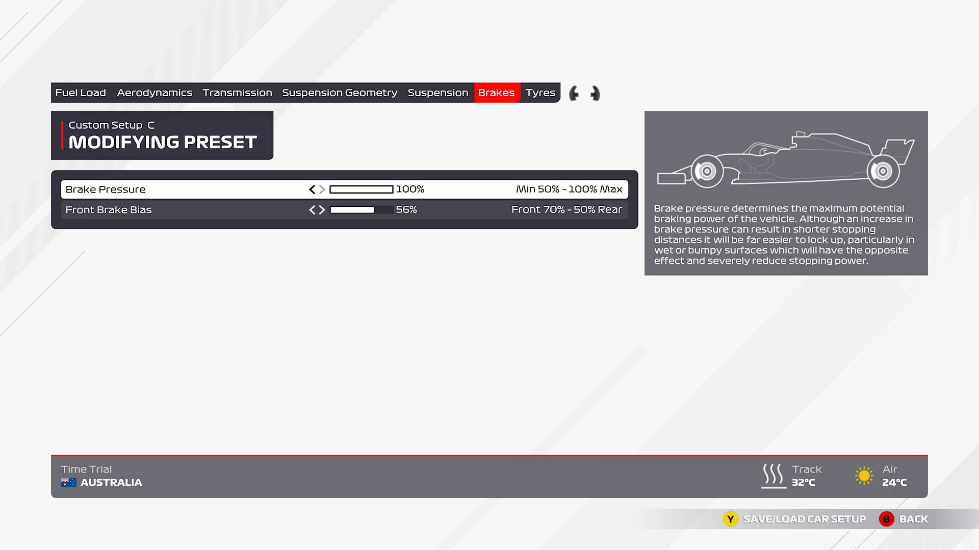 F1 2021 Australia configuracion inicial frenos