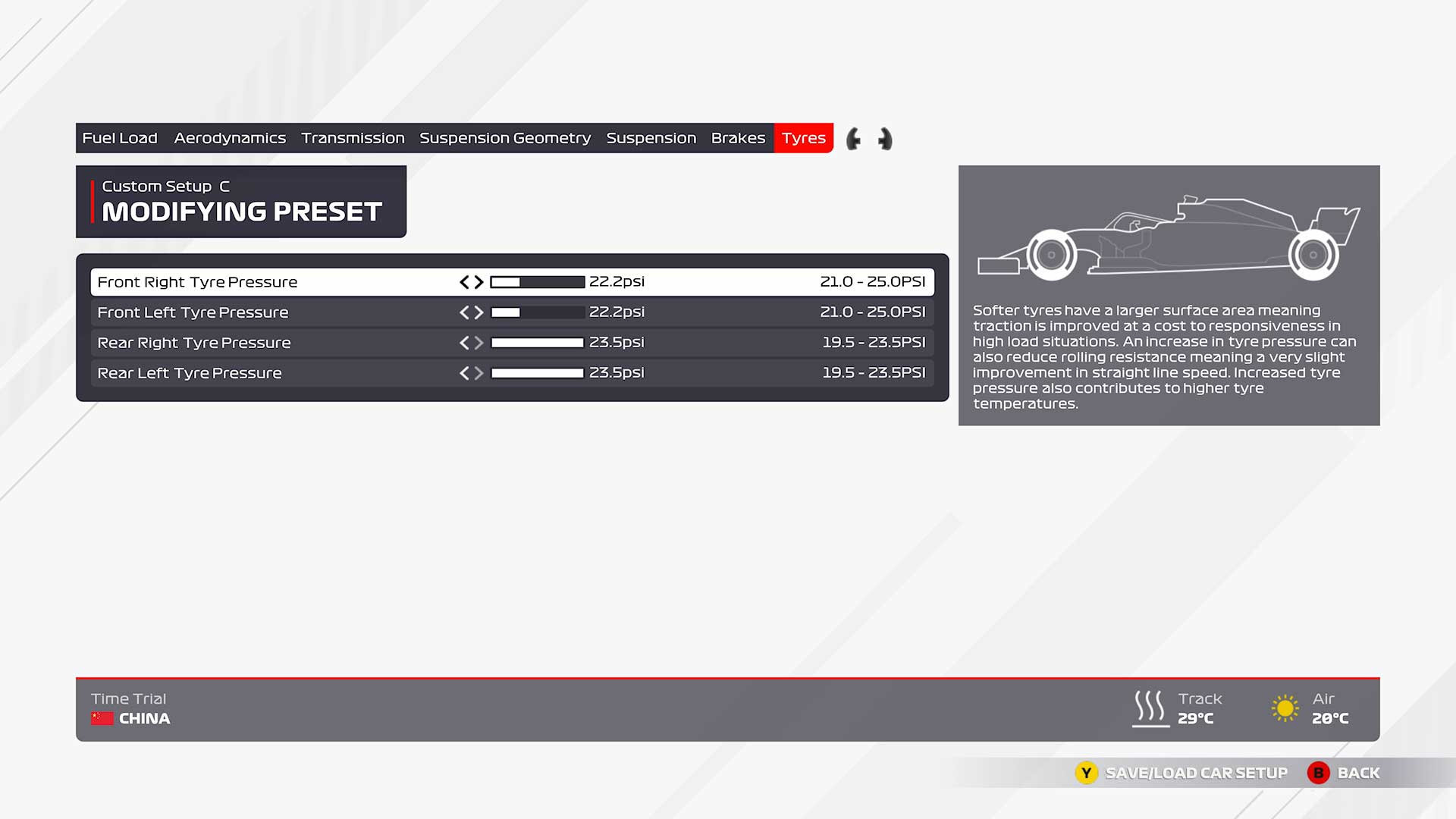 F1 2021 China configuracion inicial neumaticos