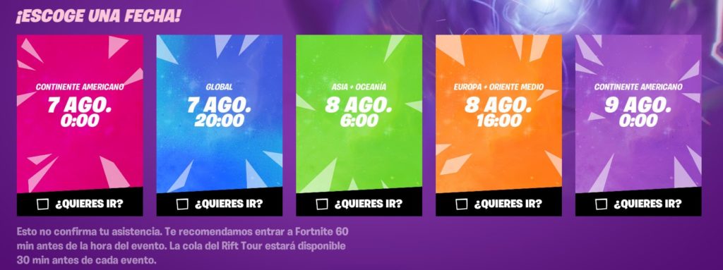 rift tour horarios