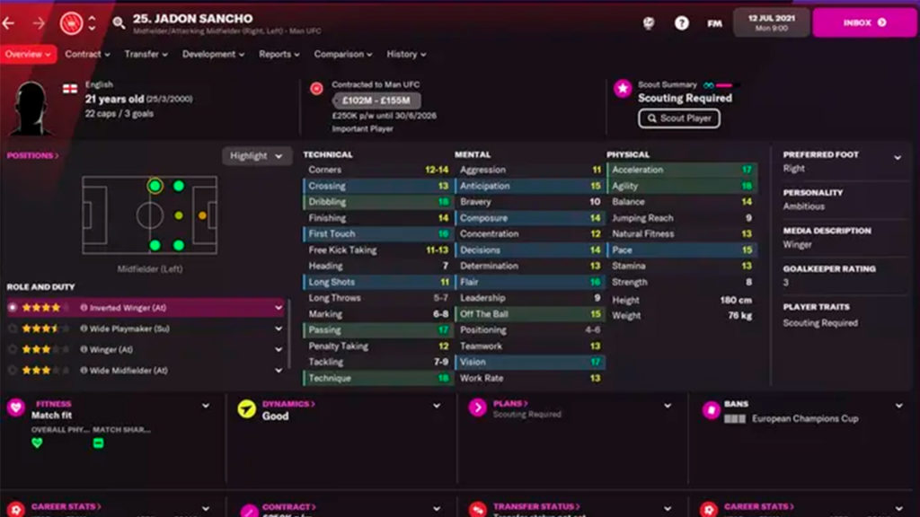 Jadon Sancho FM22