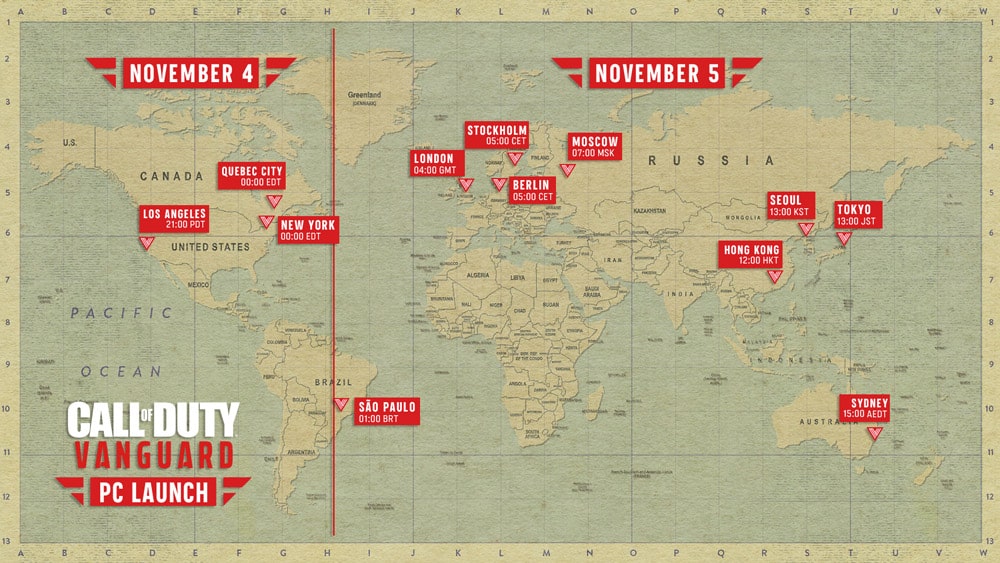 call of duty vanguard pc hora de lanzamiento horarios