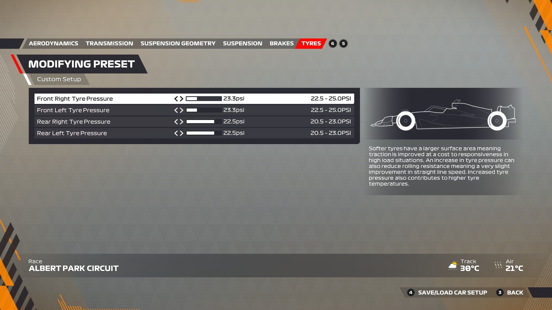 F1 22 Australia Configuración Neumáticos