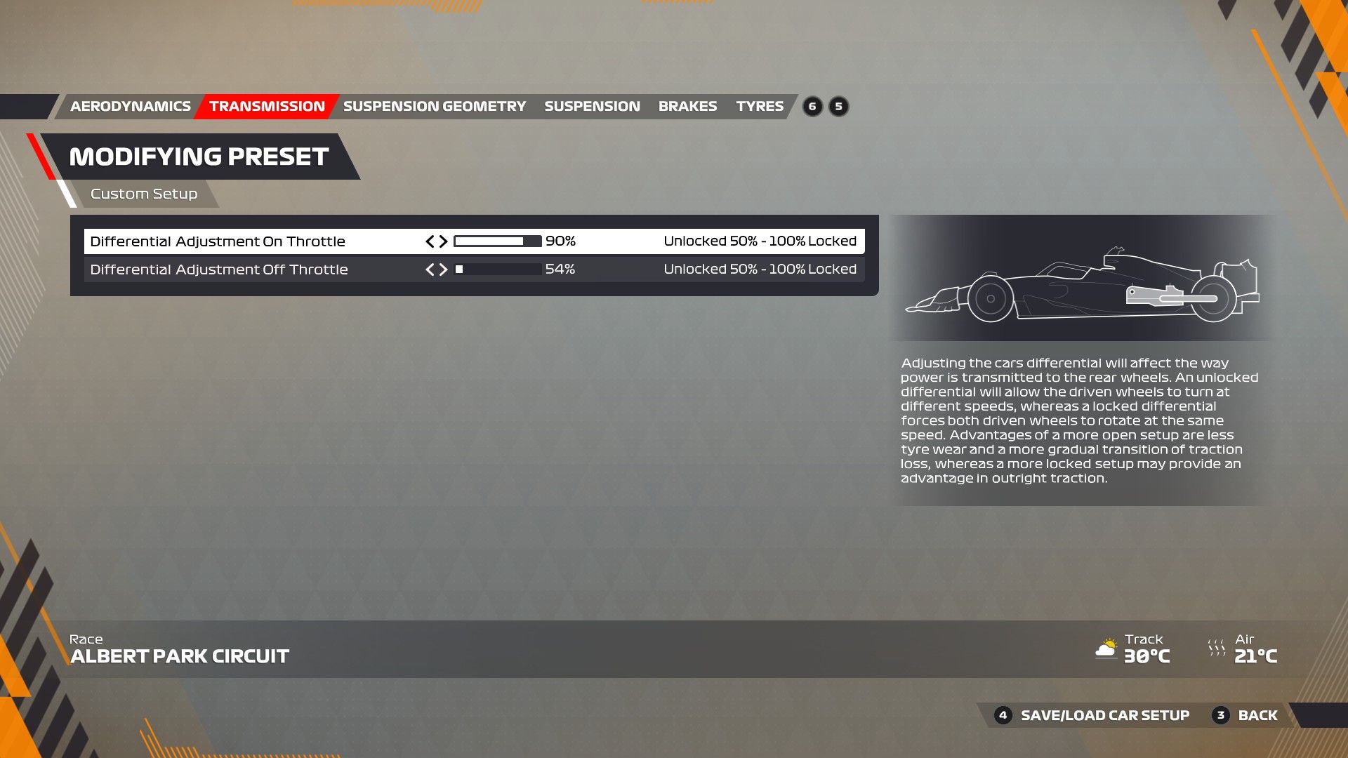 F1 22 Australia Configuración Transmisión
