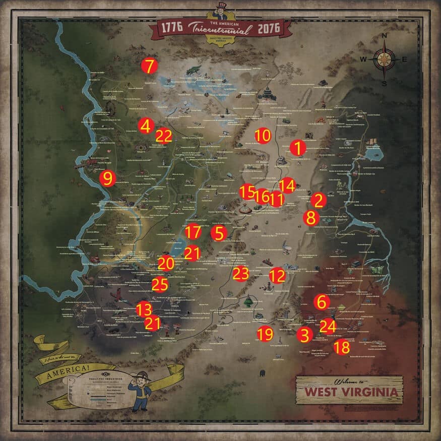 Mapa de Virginia Occidental 1 2 1 1