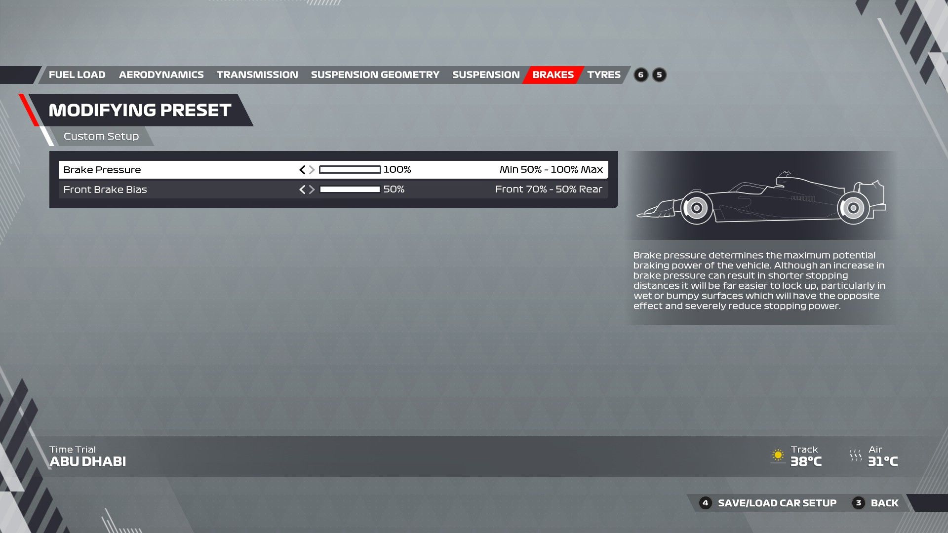 F1 22 Abu Dabi Configuración Frenos