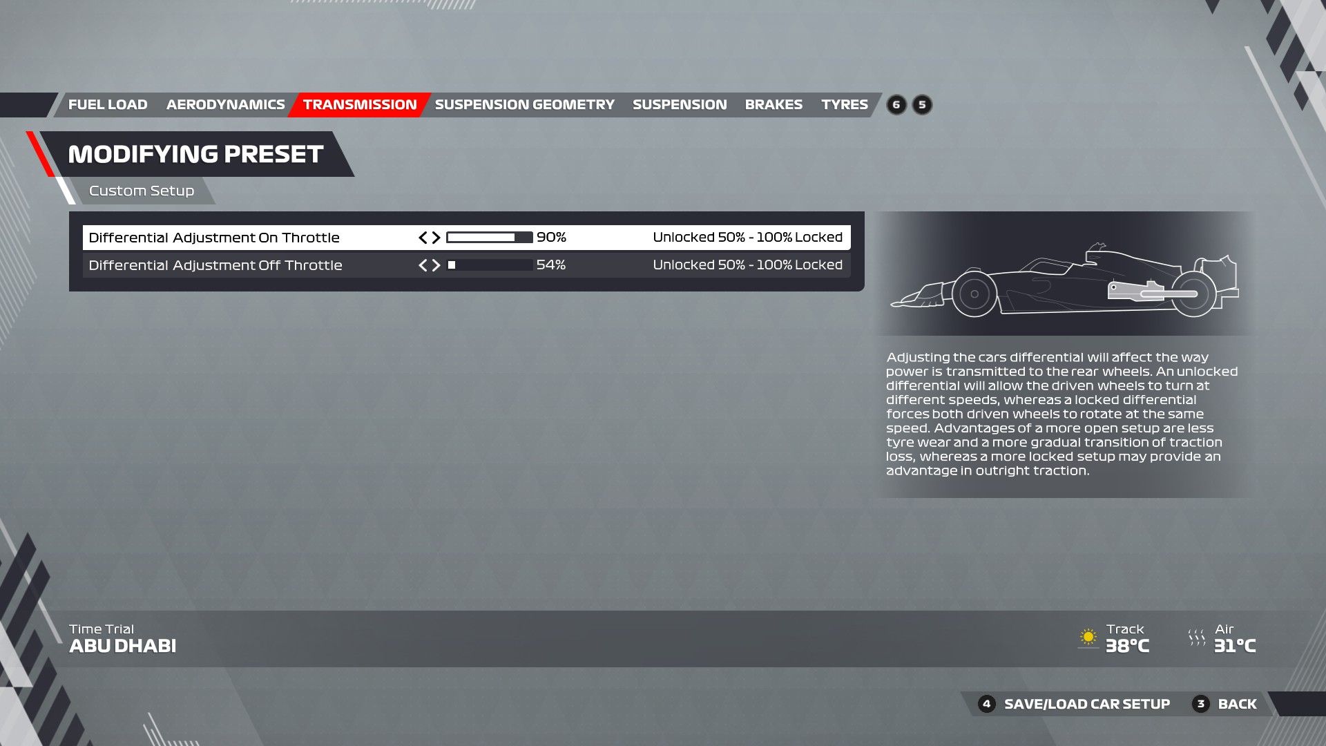 F1 22 Abu Dabi Configuración Transmisión