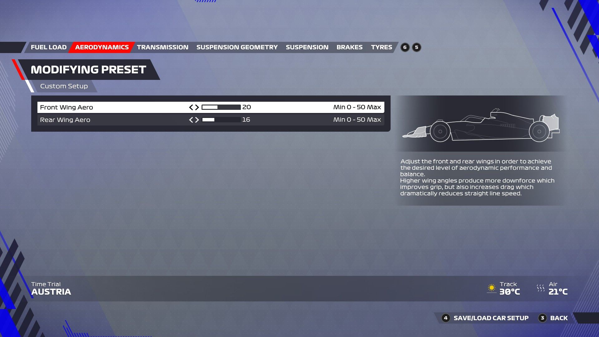 F1 22 Austria Configuración Aerodinámica
