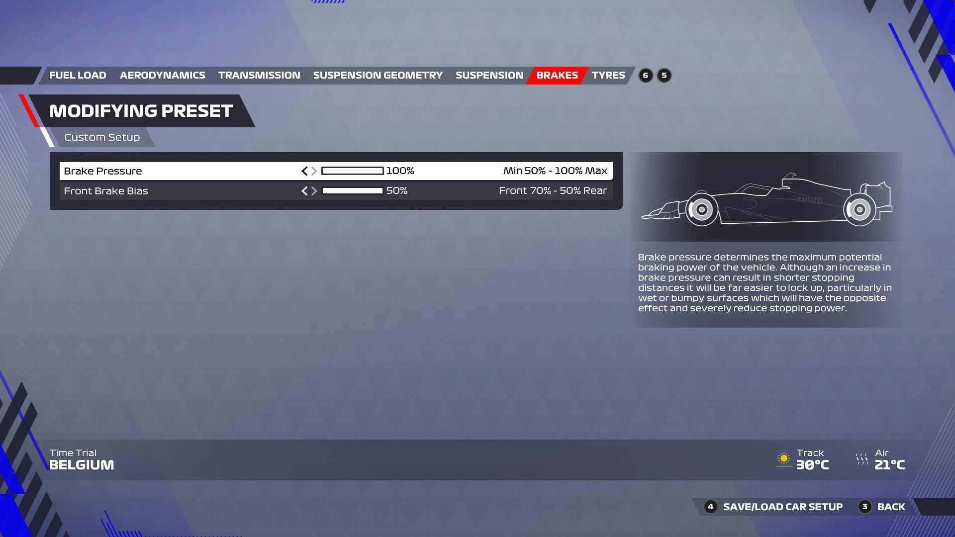 F1 22 Bélgica Configuración Frenos