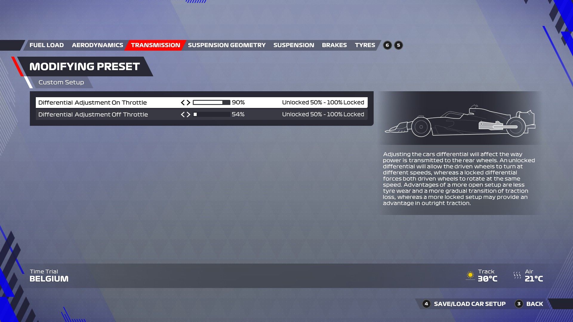 F1 22 Bélgica Configuración Transmisión