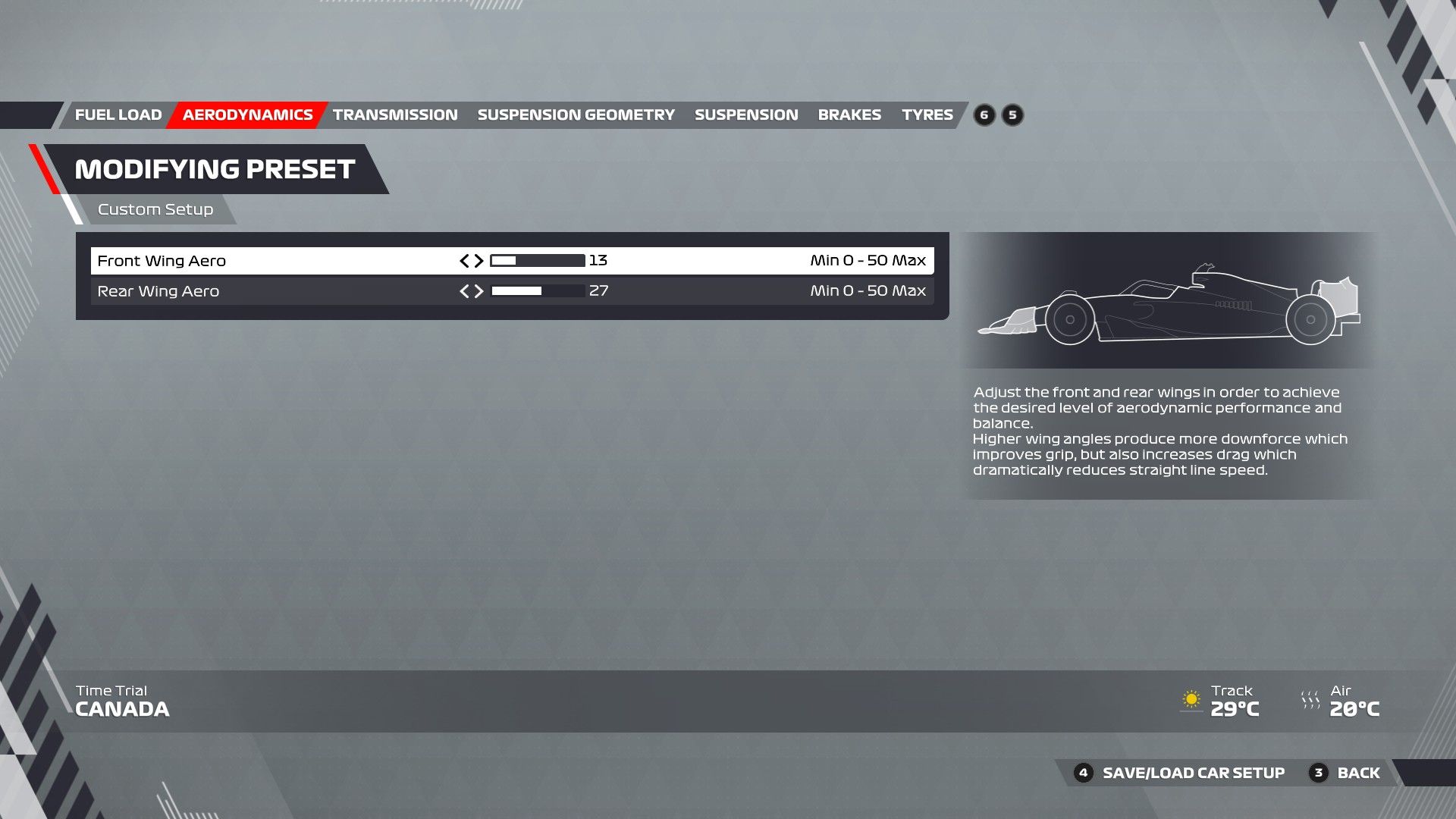 F1 22 Canadá Configuración Aerodinámica