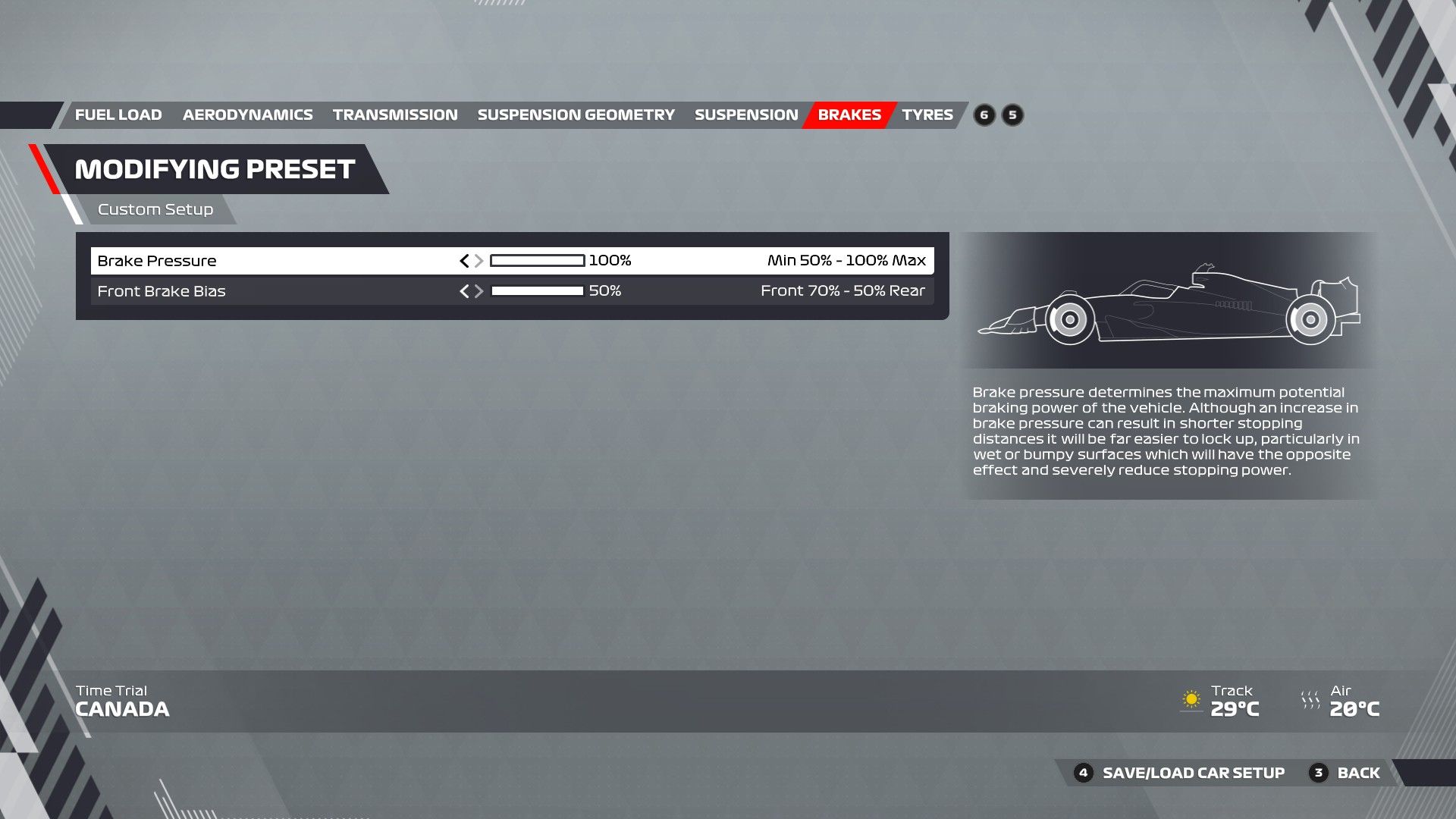 F1 22 Canadá Configuración Frenos