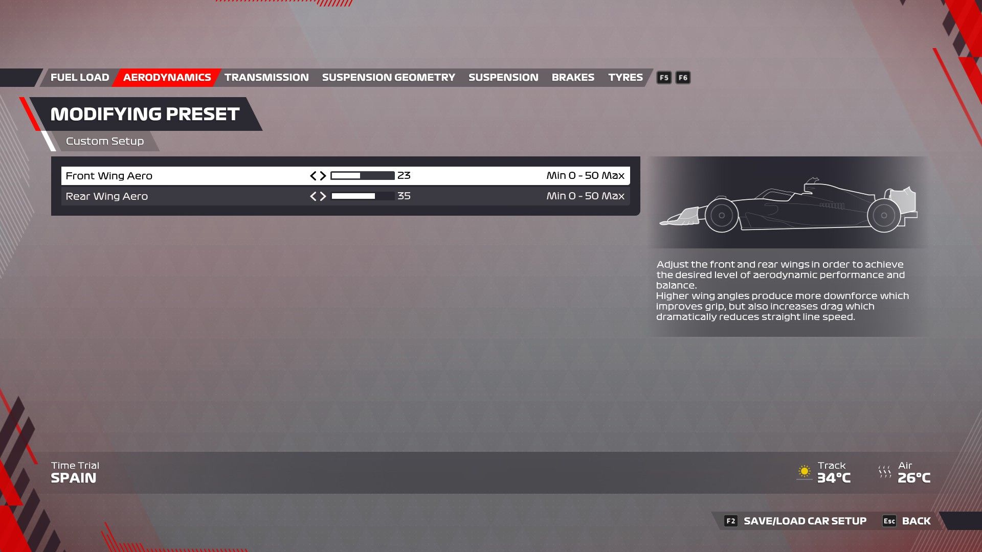F1 22 España Configuración Aerodinámica