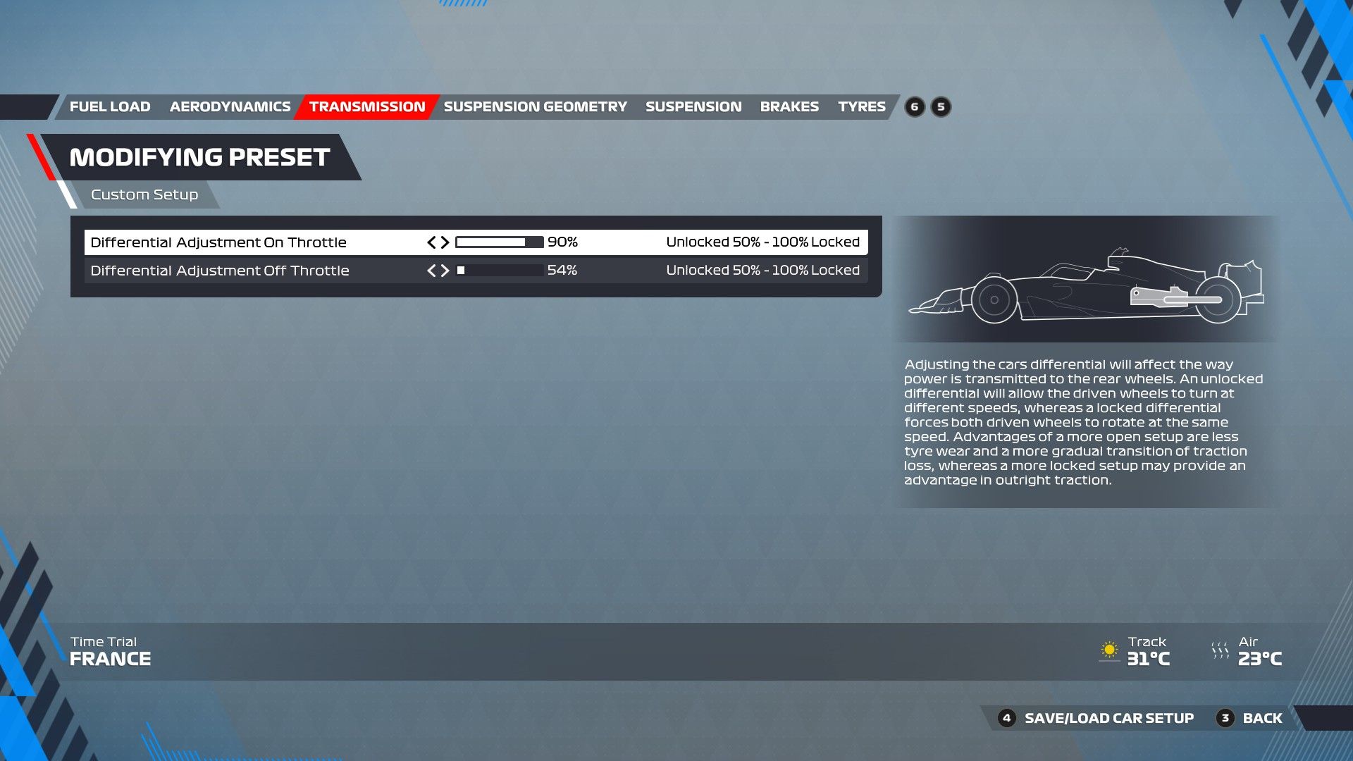 F1 22 Francia Configuración Transmisión