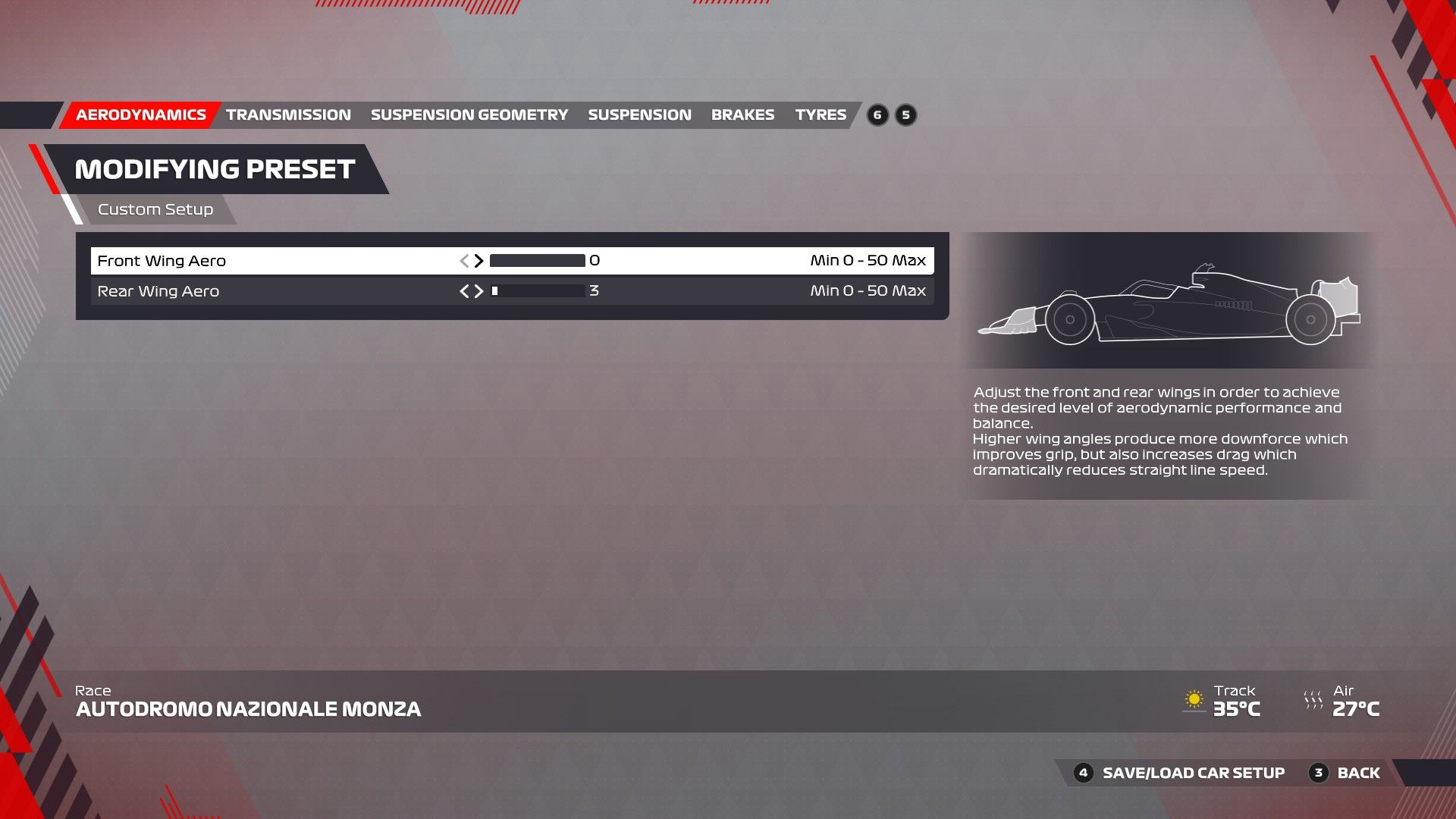 F1 22 Italia Configuración Aerodinámica