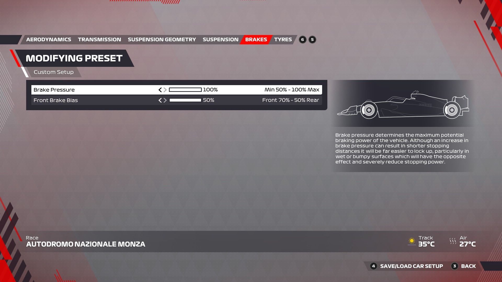 F1 22 Italia Configuración Frenos