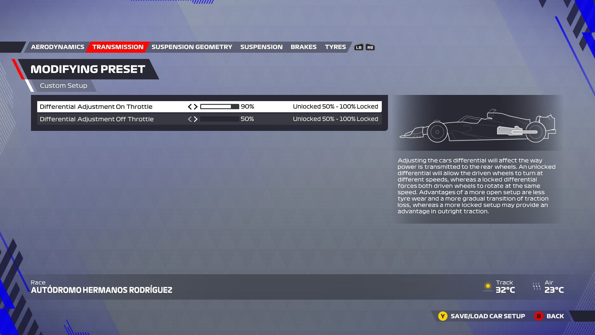 F1 22 México Configuración Transmisión