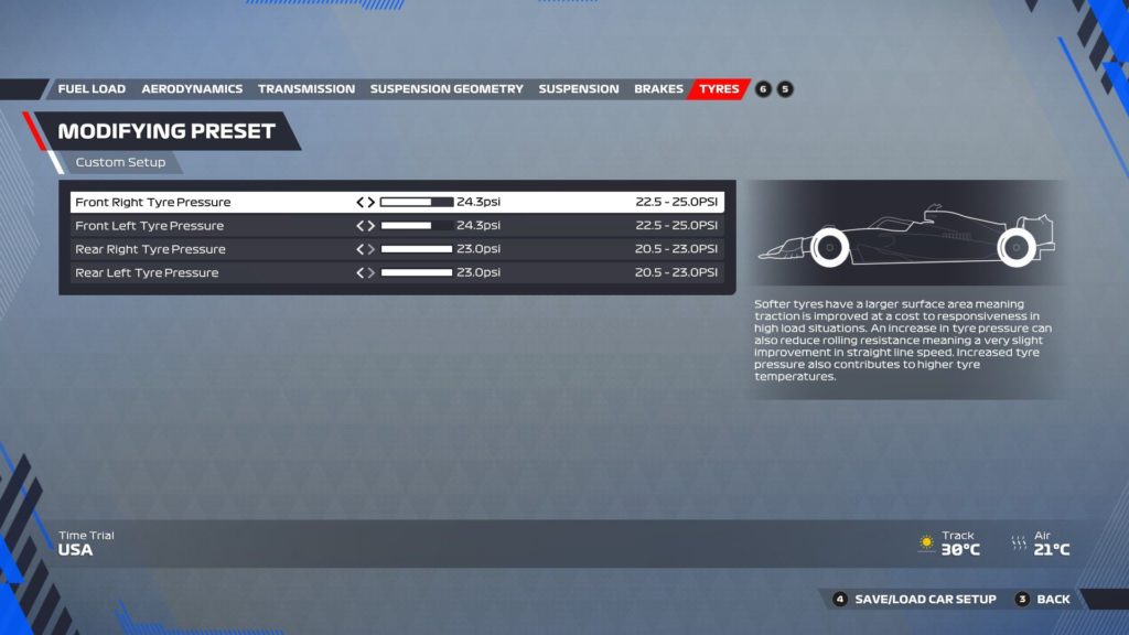 F1 22 USA Configuración Neumáticos