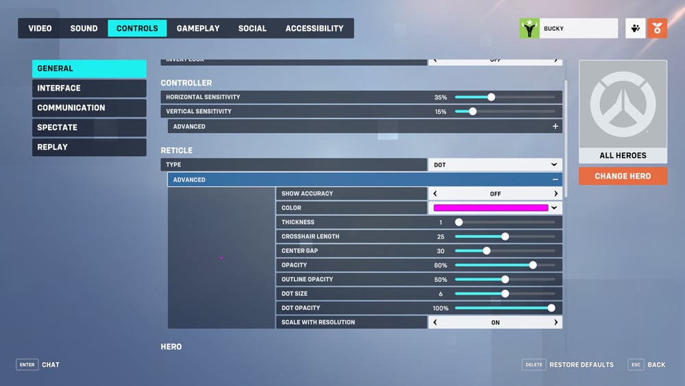 overwatch 2 cambiar mira