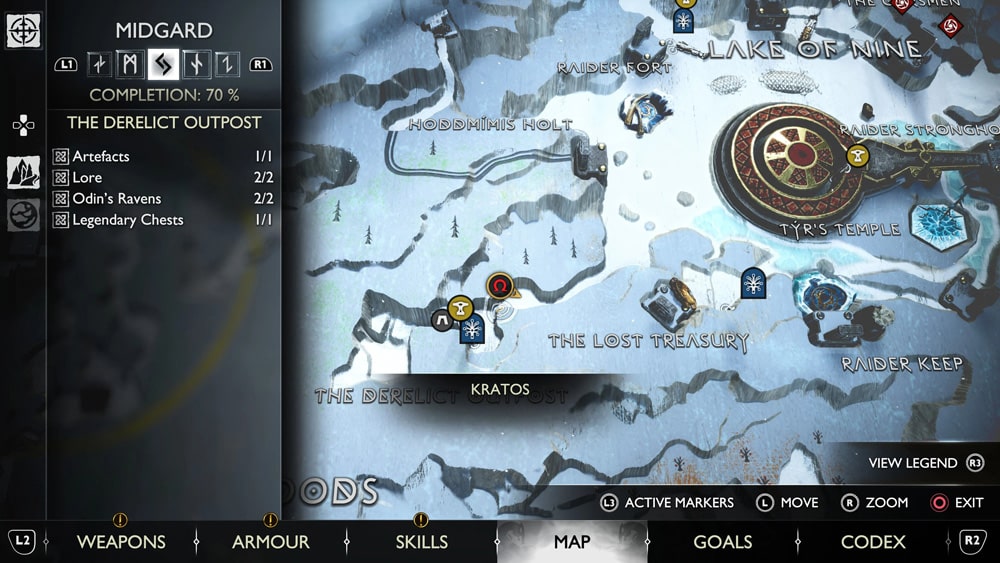 gow of ragnarok cuervos the derelict outpost 2 mapa