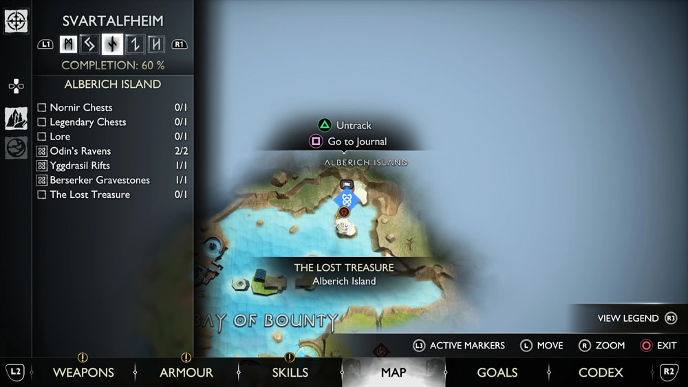 gow ragnarok cuervos alberich island 2 mapa