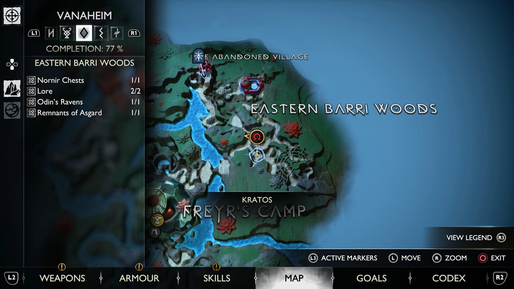 gow ragnarok cuervos eastern barri woods mapa