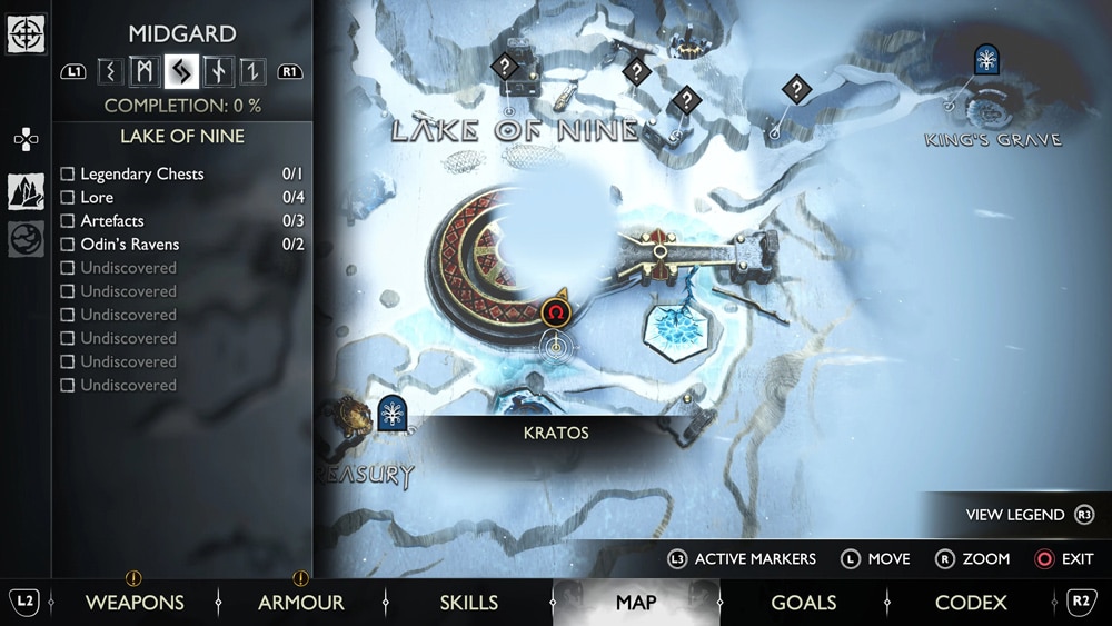 gow ragnarok cuervos lake of nine mapa