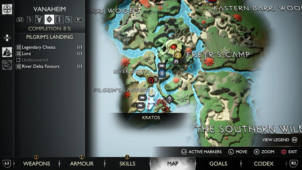 gow ragnarok cuervos pilgrims landing mapa