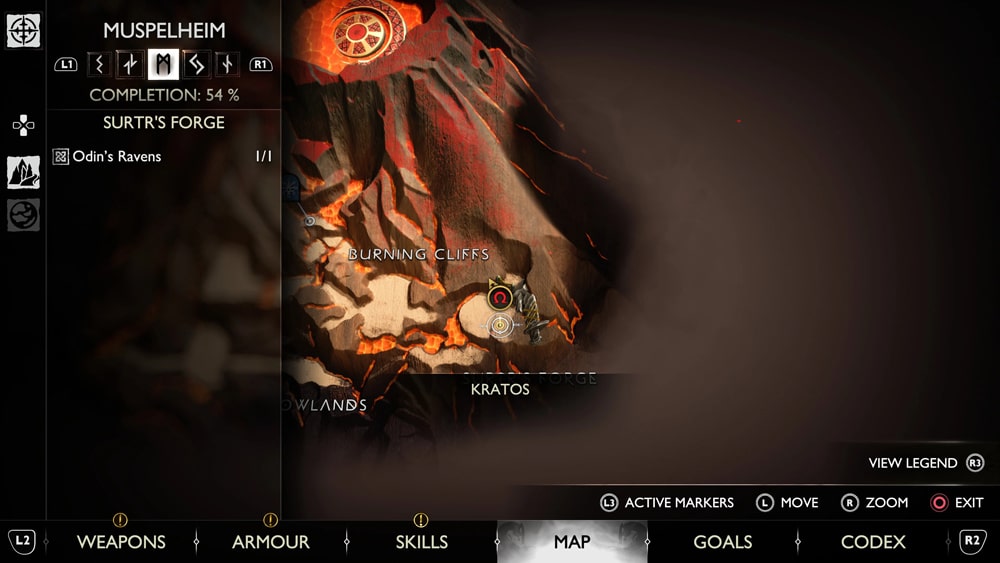 gow ragnarok cuervos surtr forge mapa