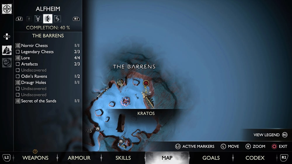 gow ragnarok cuervos the barrens mapa
