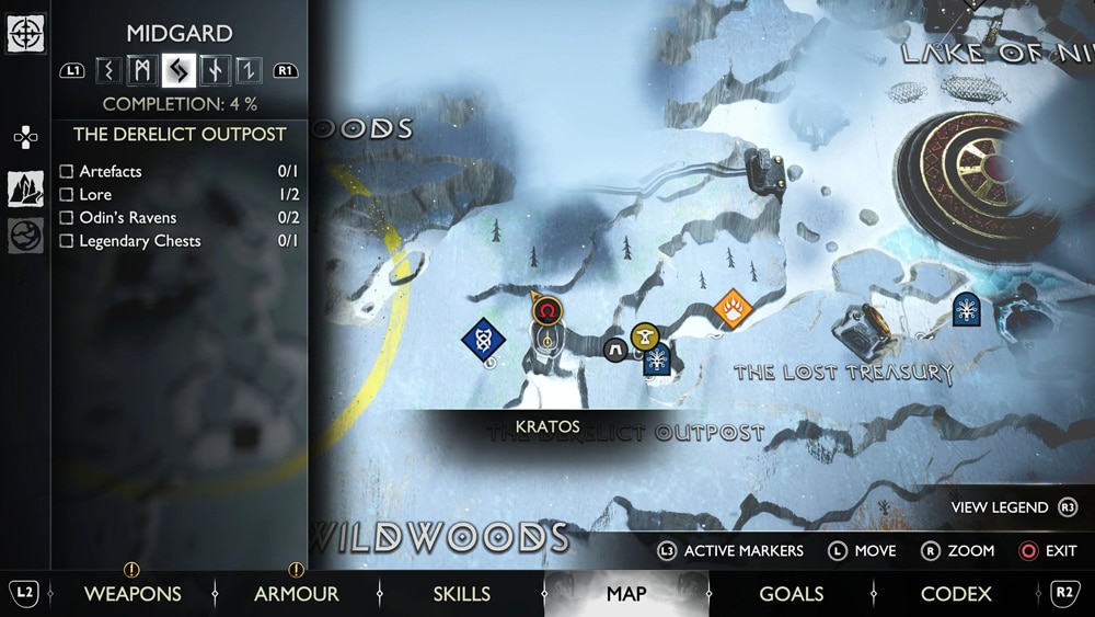 gow ragnarok cuervos the derelict outpost mapa