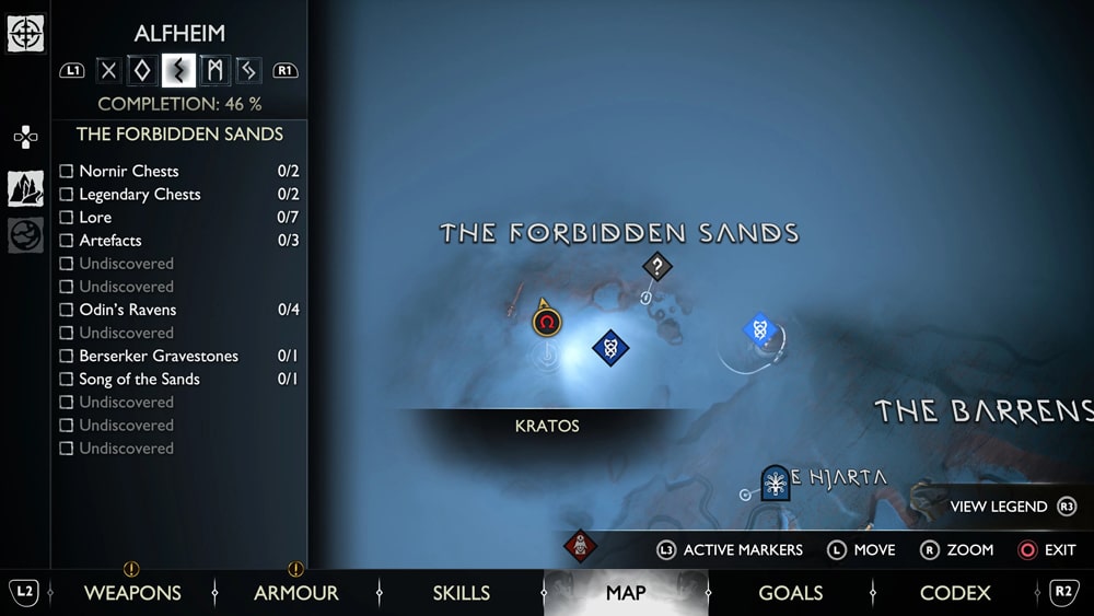 gow ragnarok cuervos the forbidden sands 1 mapa