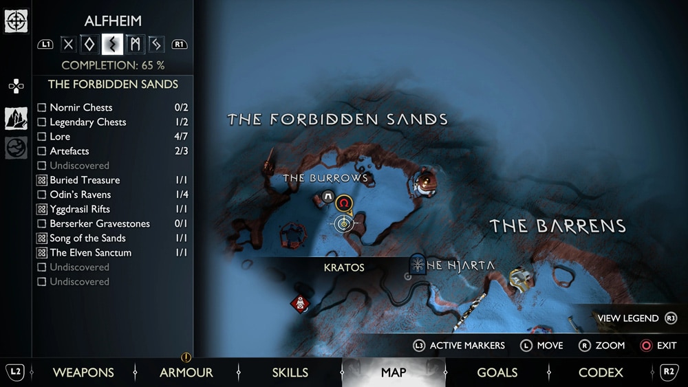 gow ragnarok cuervos the forbidden sands 2 mapa