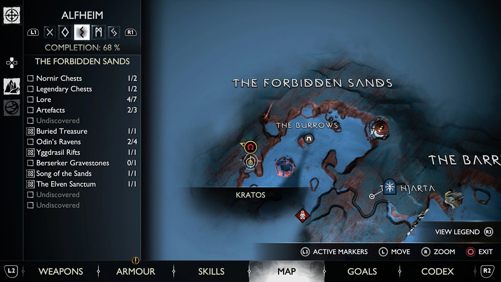 gow ragnarok cuervos the forbidden sands 3 mapa