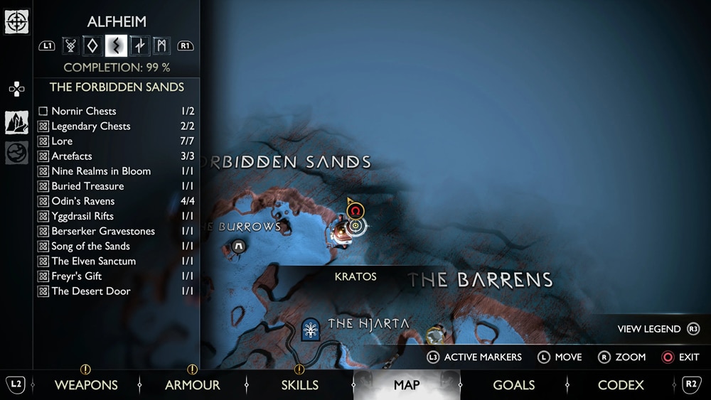 gow ragnarok cuervos the forbidden sands 4 mapa