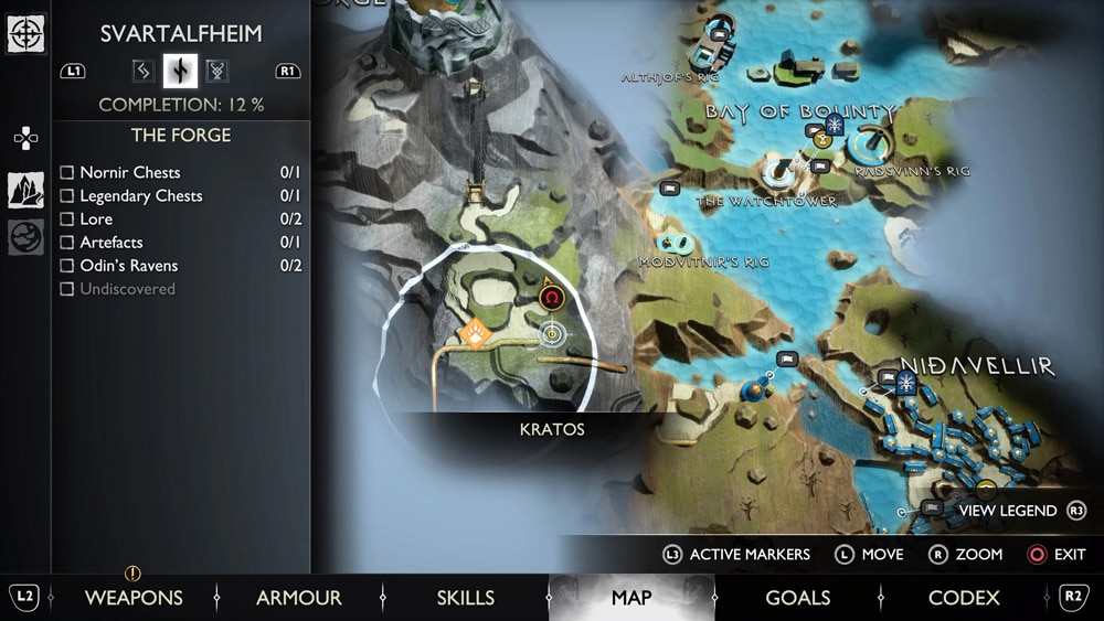 gow ragnarok cuervos the forge mapa