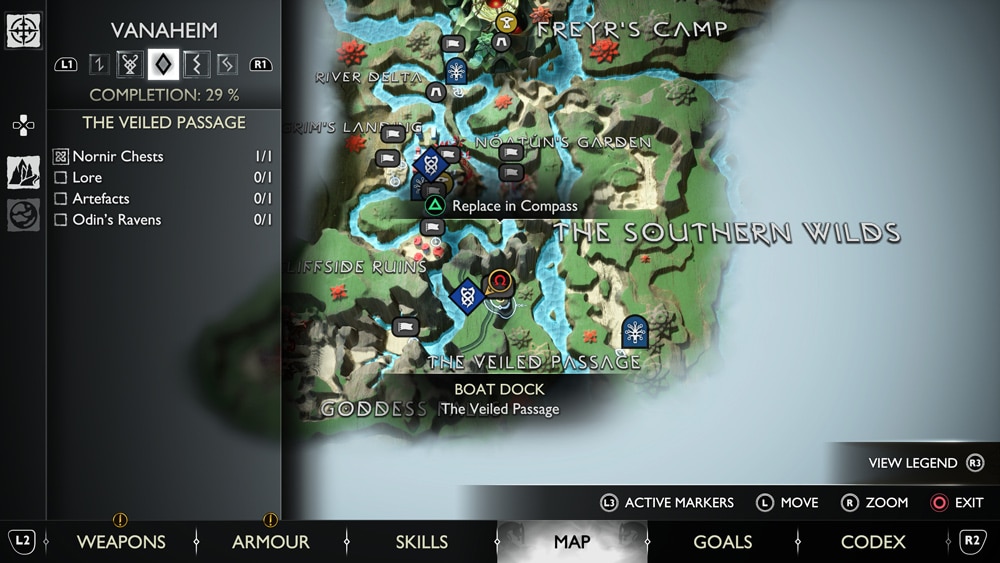 gow ragnarok cuervos the veiled passage mapa